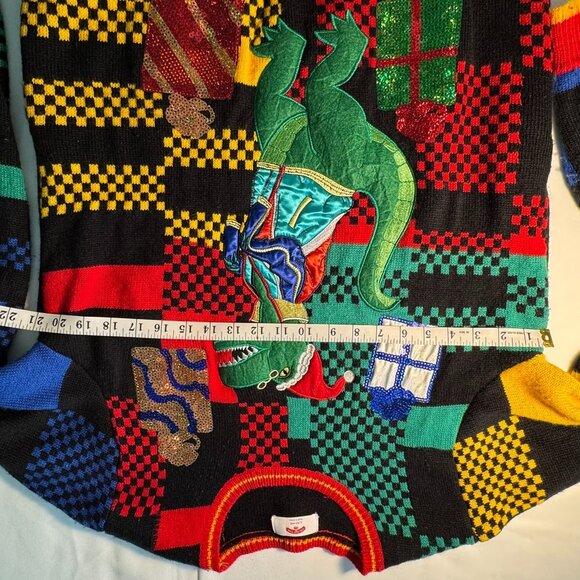 Holiday Time T-REX DINOSAUR UGLY CHRISTMAS SWEATER - Picture 8 of 8